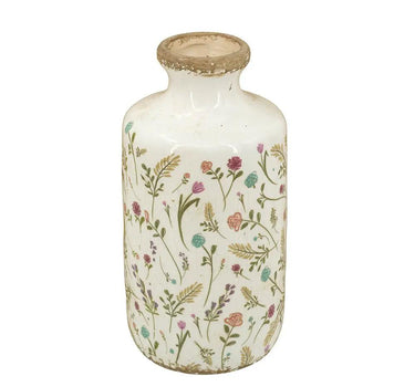 A&B Ceramic Floral Print Vase Large 5.3"D x 10.5"H - Vases Merchandise