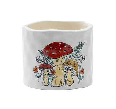 Napco Ceramic Red-Yellow Mushroom Planter 3.5" x 3"H - Planters Merchandise
