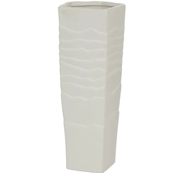 Deco Marché Ceramic Textured Vase White 4.5" x 5" x 12.5" - Vases Merchandise
