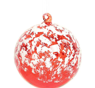 Allstate Snowed Glass Ball Ornament Red 4" - Holiday Ornaments Merchandise