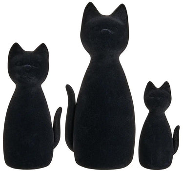 Flocked Black Cat Figurine (3 Sizes) 4-8"H