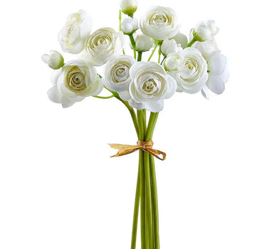 Allstate Mini Ranunculus Bundle White 10" - Uncategorized Silk