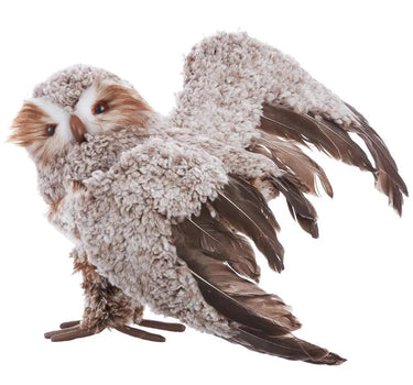 Fabric Brown-White Flying Owl 9.5"