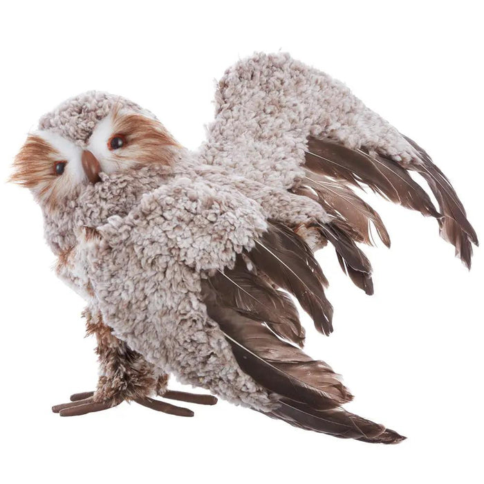 Fabric Brown-White Flying Owl 9.5"