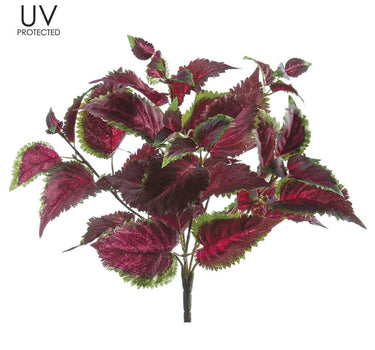 Allstate UV Coleus Bush Burgundy-Green 16" - Artificial Non-Flowering Plants Silk