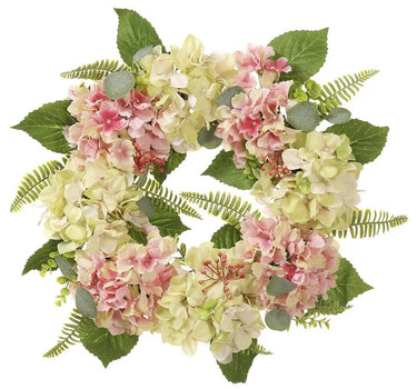 Allstate Hydrangea Wreath Pink/Green 22" - Uncategorized Silk