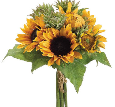 Allstate Sunflower Bouquet Yellow/Gold 17" - Artificial Flowering Plants Silk