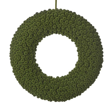 Pom Pom Wreath Green 14.5"