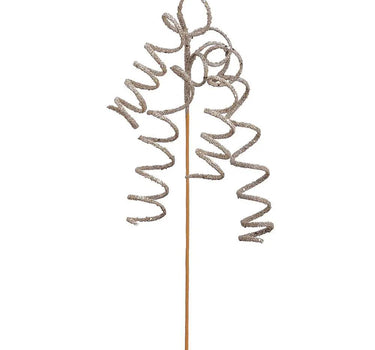 Allstate Glitter Curly Hanging Spray Champagne 28" - Uncategorized Silk