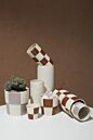 Brown Checkerboard Vase 4" x 8"