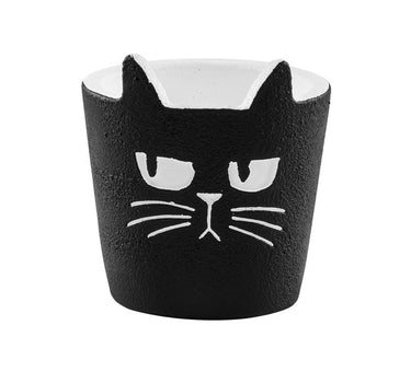 Napco Concrete Black Cat Face Planter 3/5" x 3.5"H - Planters Merchandise