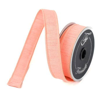 Farrisilk Coral Dupion Wired Ribbon 1" X 10Yd - Ribbons & Trim Ribbon