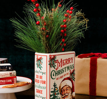Santa is Coming to Town Large Book Vase