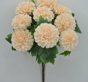 Golden Bell Dahlia Bush Peach 19" - Artificial Flowering Plants Silk