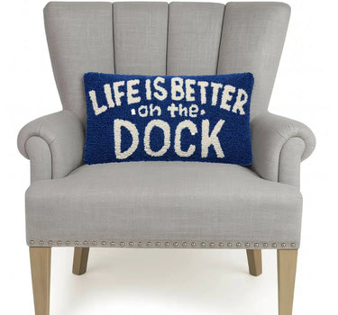 Peking Handicraft Life Is Better On The Dock Hook Pillow 9" x 16" - Throw Pillows Merchandise