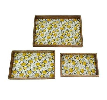 A&B Decorative Lemon Tray Small 14.2" x 9.4" x 2" - Decorative Trays Merchandise
