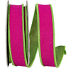 Reliant Deluxe Dupioni Two Color Fuchsia-Lime Basic Wired Edge Ribbon 1"W x 10yd - Ribbons & Trim Ribbon