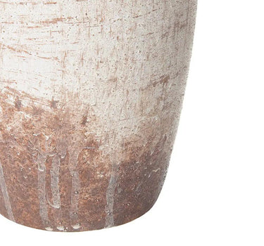 A&B Distressed White-Brown Jug Shaped Vase 5"D x 12"H - Vases Merchandise