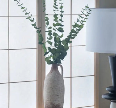A&B Distressed White-Brown Jug Shaped Vase 5"D x 12"H - Vases Merchandise