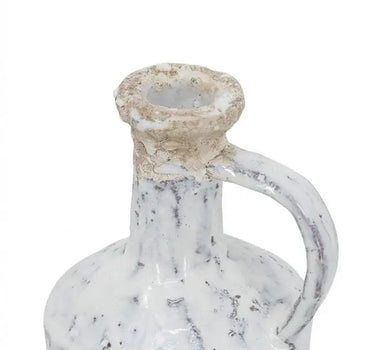 A&B Earthy White Terracotta Vase with Handle 5" x 11" - Vases Merchandise