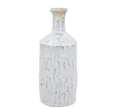 A&B Earthy White Terracotta Vase with Handle 5" x 11" - Vases Merchandise