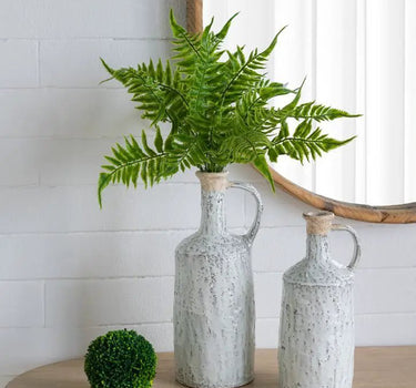 A&B Earthy White Terracotta Vase with Handle 5" x 11" - Vases Merchandise