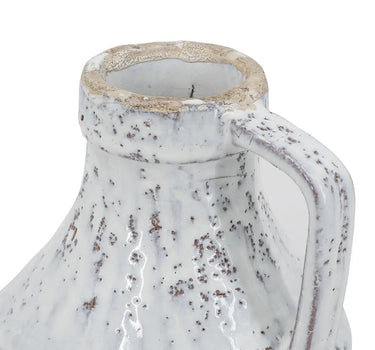 A&B Earthy White Terracotta Vase with Handle 5.5"D x 6" - Vases Merchandise