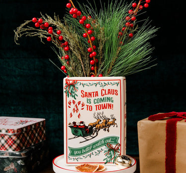 Santa is Coming to Town Large Book Vase