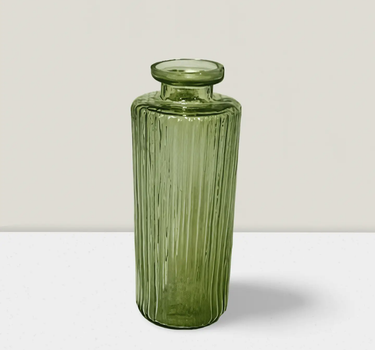 SNK Emerald Ripple Glass Bottle Vase 5.5"H x 2" - Uncategorized Merchandise