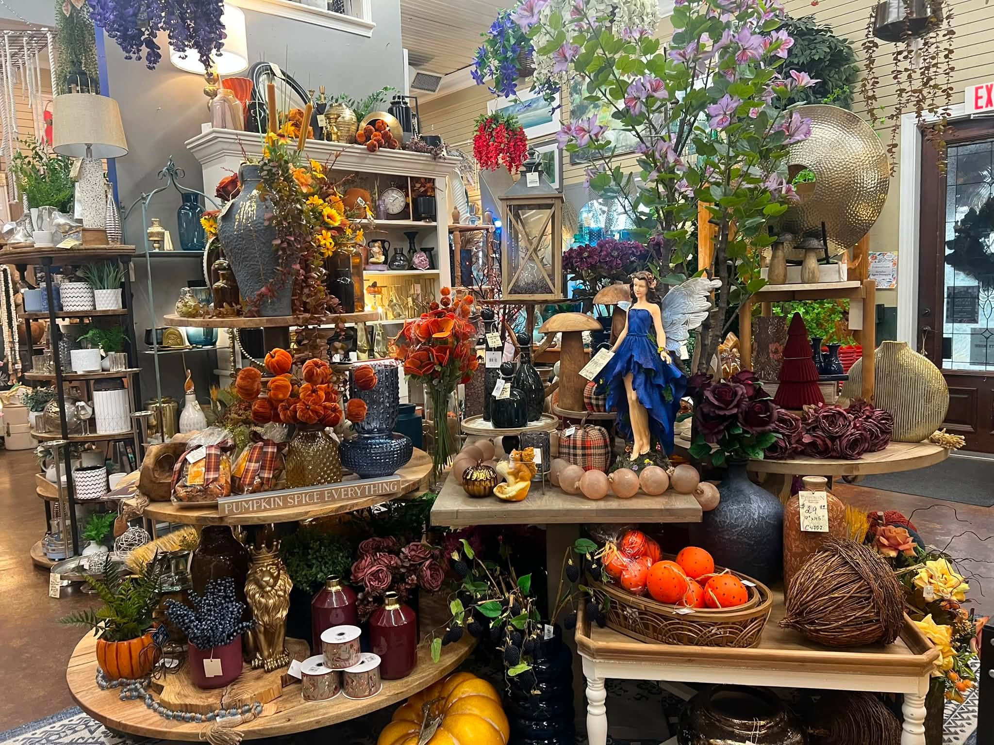 Fall display inside Evergreen Home and Floral