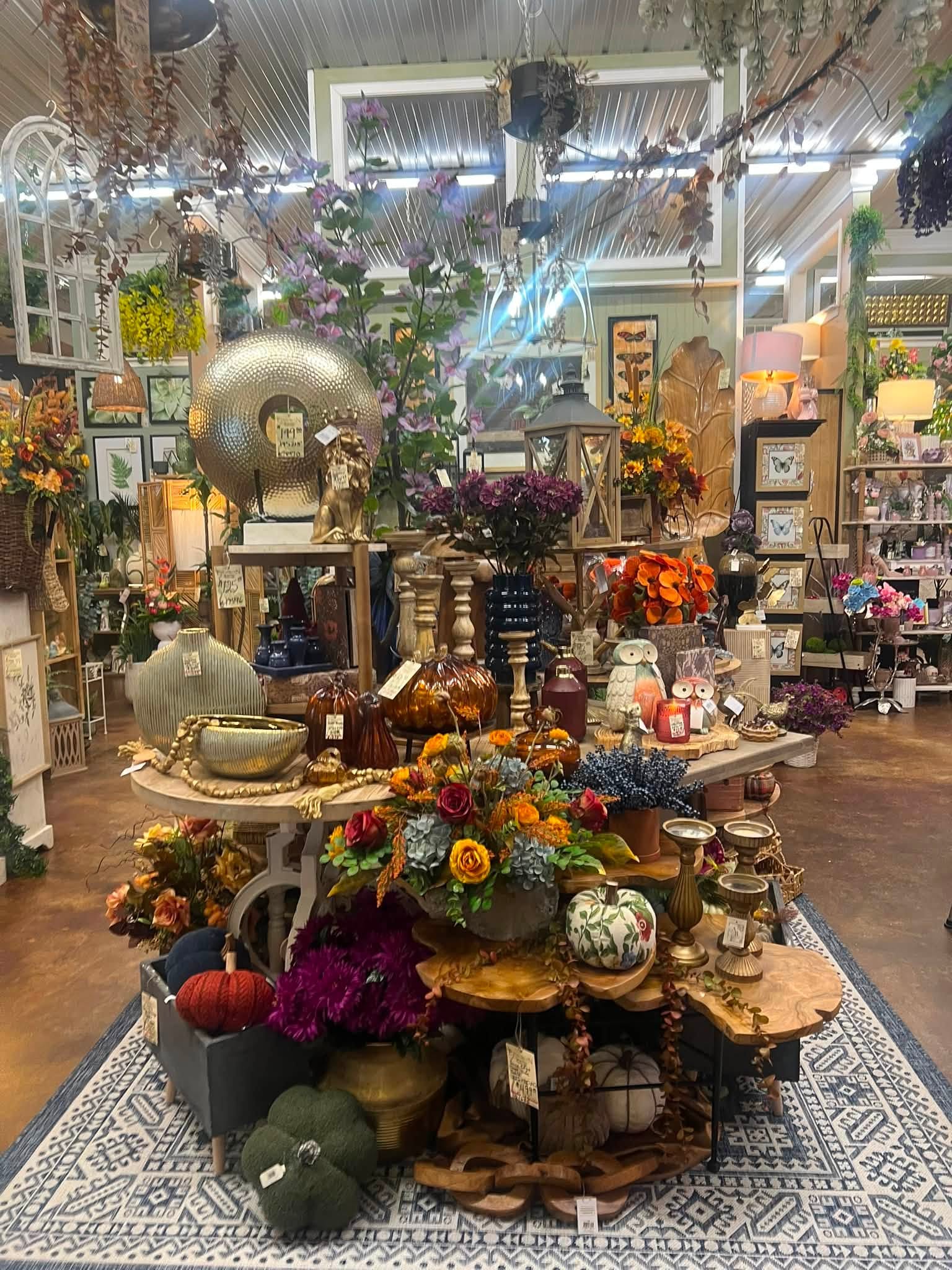Fall displays inside Evergreen Home and Floral