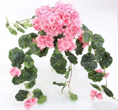 GSC Geranium Hanging Bush Pink x12 - Artificial Flowering Plants Silk