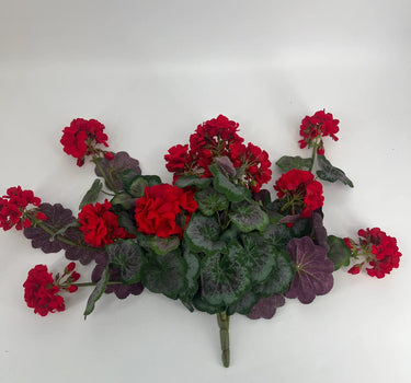Le Fleur Geranium Hanging Bush Red 16.5" - Artificial Flowering Plants Silk