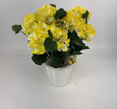 GSC Geranium Yellow Potted Plant - Artificial Flora Hanging Basket & Porch Pots