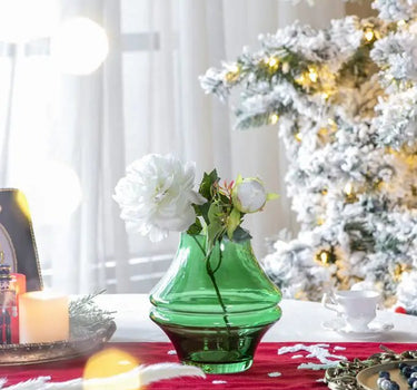 A&B Glass Flower Vase Green 7.5" x 7.5" x 8" - Vases Merchandise