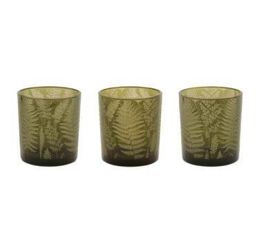Melrose Glass Green Leaf Votive Holder 3"D x 3.5"H - Candle Holders Merchandise
