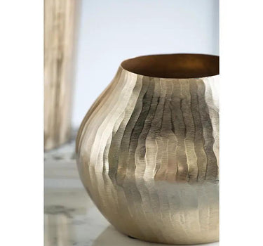 A&B Gold Aluminum Chisel Flower Vase 11"D x 9" - Vases Merchandise