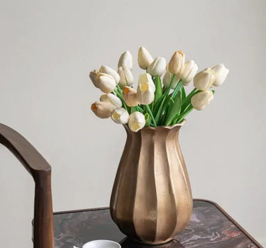 A&B Gold Aluminum Scalloped Vase 6.5"x 10.5" - Uncategorized Merchandise