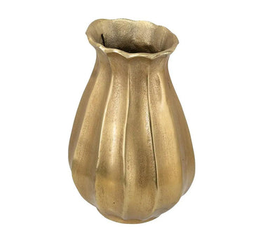 A&B Gold Aluminum Scalloped Vase 6.5"x 10.5" - Uncategorized Merchandise
