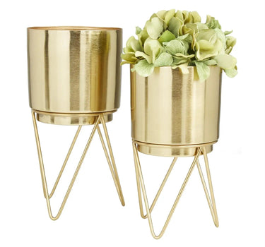 Deco Marché Gold Metal Planter with Removeable Stand Large 12"H - Planters Merchandise