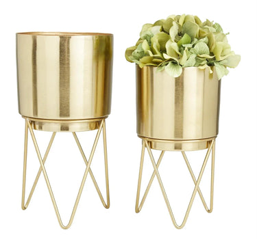 Deco Marché Gold Metal Planter with Removeable Stand Large 12"H - Planters Merchandise