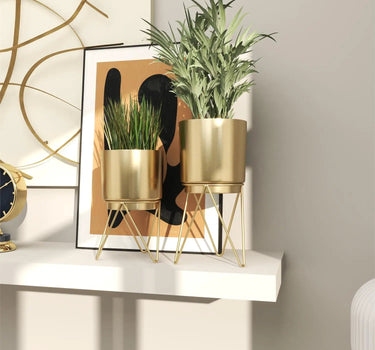 Deco Marché Gold Metal Planter with Removeable Stand Small 10"H - Planters Merchandise