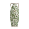A&B Green Ceramic Floral Print Vase 15.5" - Vases Merchandise