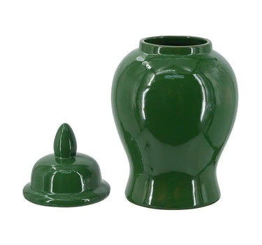A&B Green Ceramic Ginger Jar 6.3"D x 12" - Decorative Jars Merchandise
