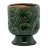 Napco Green Embossed Leaves Pedestal Planter Large 5.5"W x 7.5"H - Planters Merchandise