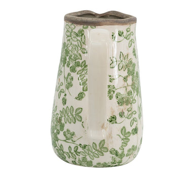 Green Floral Ceramic Pitcher Vase 7" - Evergreen Home and Floral