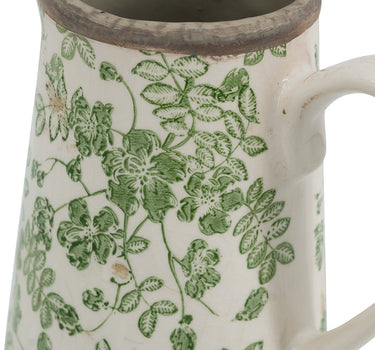 Green Floral Ceramic Pitcher Vase 7" - Evergreen Home and Floral