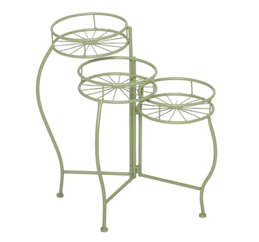 Deco Marché Green Metal Starburst 3-Tier Indoor/Outdoor Plantstand 19" x 18" x 21" - Plant Stands Merchandise