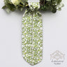 Green - White Taffeta Chinoiserie Wreath Sash Ribbon 4"W x 56"L - Evergreen Home and Floral