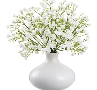 Allstate Gypsophila in Ceramic Vase White 9" - Artificial Flowering Plants Silk